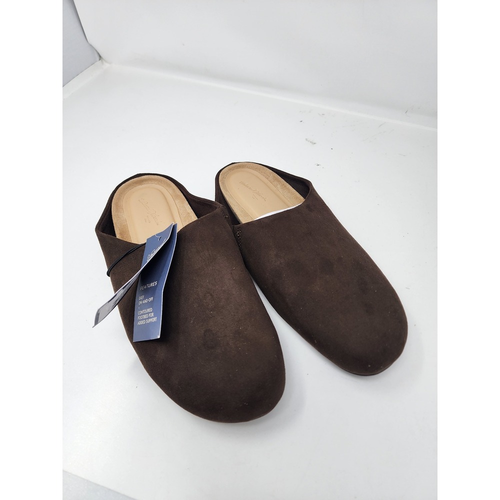 Universal Thread Womens Round Toe Mules Brown Faux Suede Casual Size 8